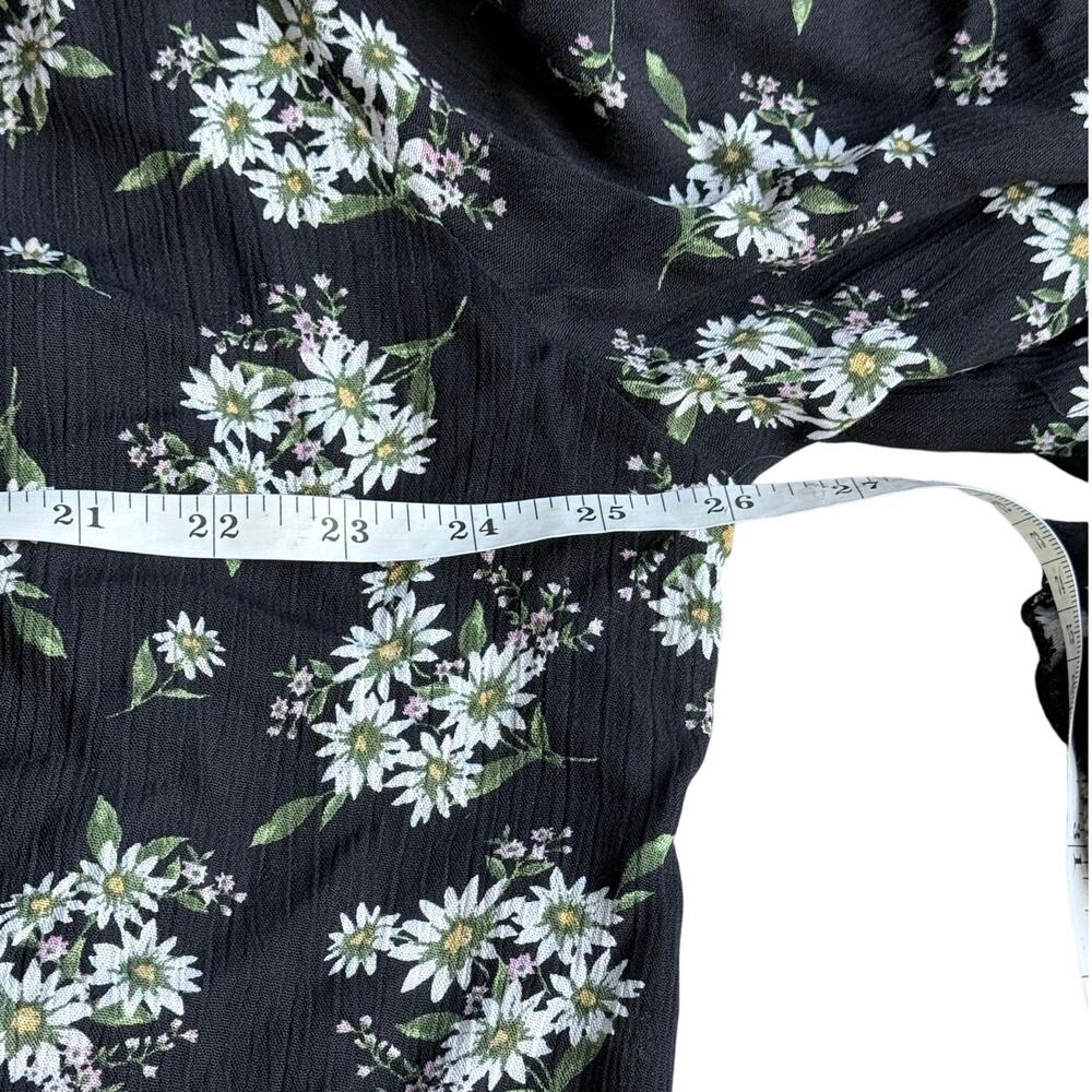 Womens Plus Size Blouse Tassel Tie Neck Lanter Sleeve Daisy print Size 2XL - Picture 10 of 14